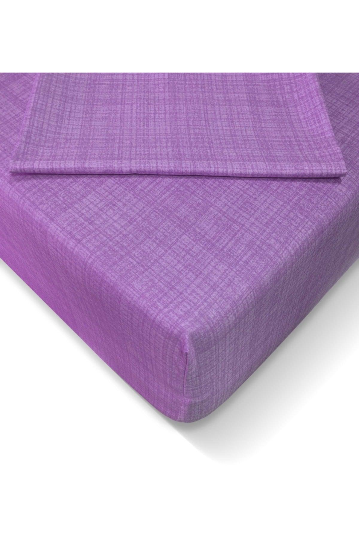 Ranforce 120x200 Cm Elastic Bed Sheet Set - Purple - Swordslife