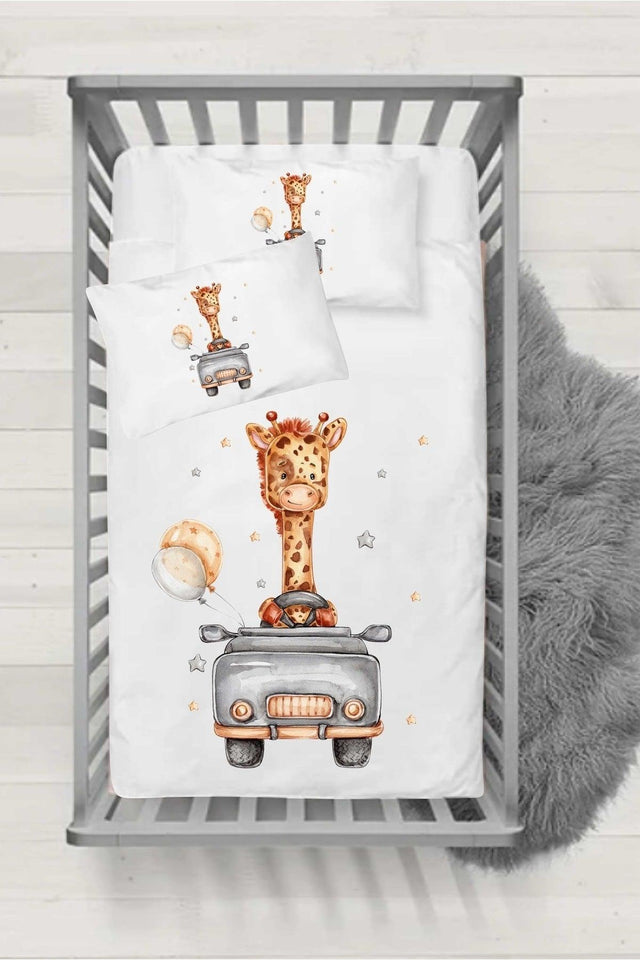 Ranforce Series Baby Duvet Cover Set - Giraffe with Trolley - Swordslife