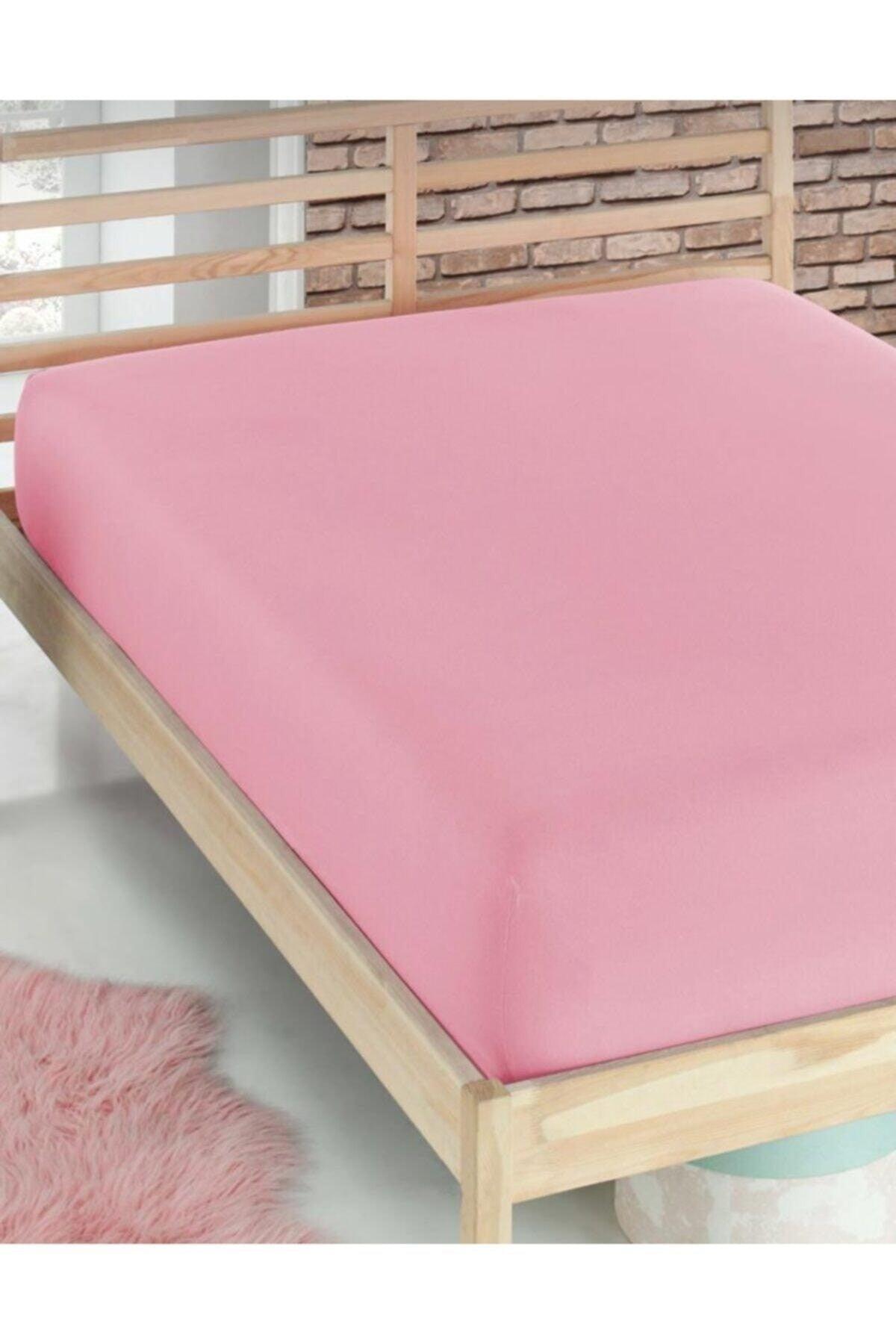 Ranforce Single Cotton Elastic Bed Sheet / Pillowcase 100% Cotton 100x200cm Pink - Swordslife