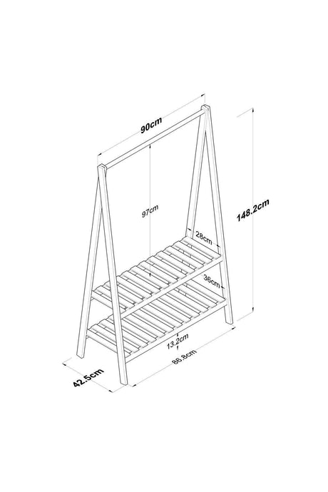 Rani El101 Ahşap Hanging Leg Außenschrank Portmanto 2 Shelf Schuh - Swordslife