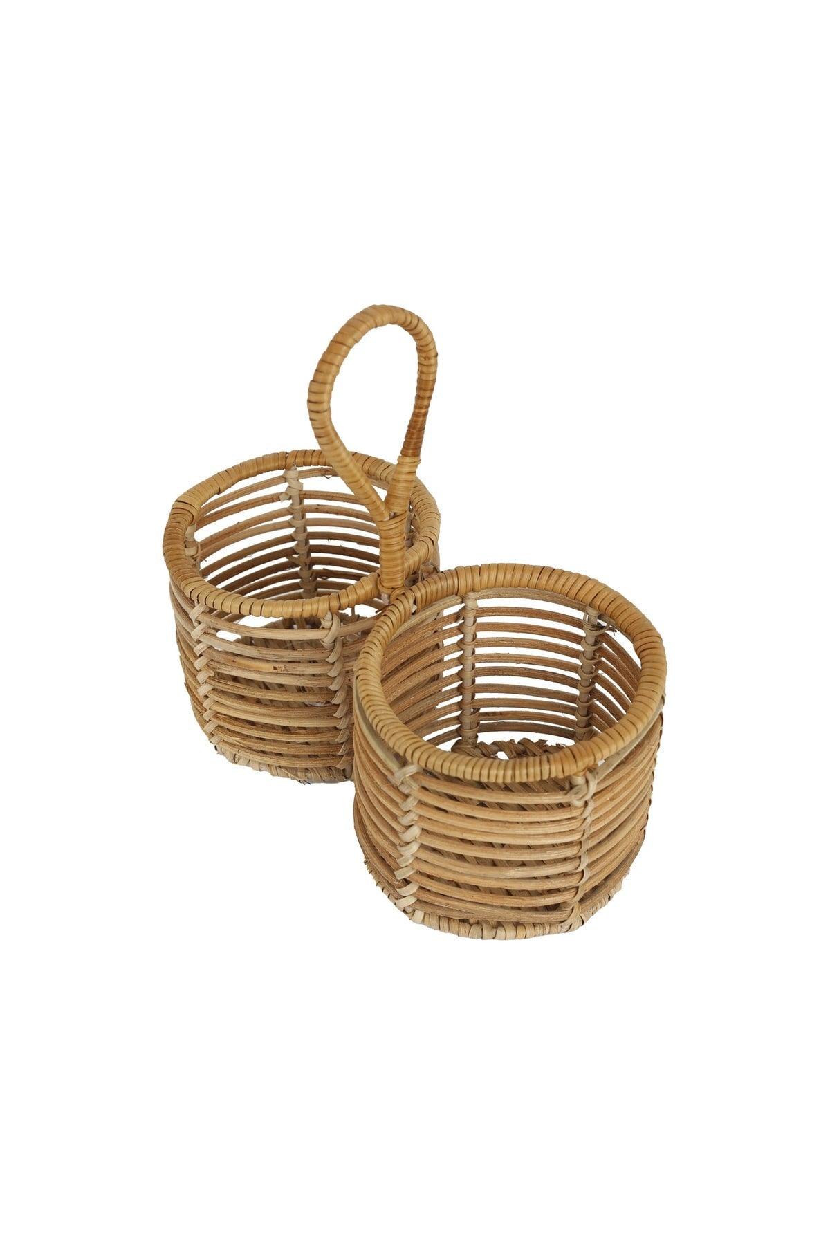 Rattan Handle Bottle Holder, 2 Sections, 22*22cm. - Swordslife