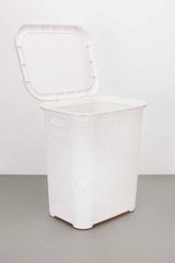 Rattan Model Lid Dirty Laundry Basket 45 Lt - White - Swordslife