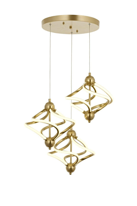 Ravena Triple Led Tray Pendant Lamp Gold Chandelier - Swordslife