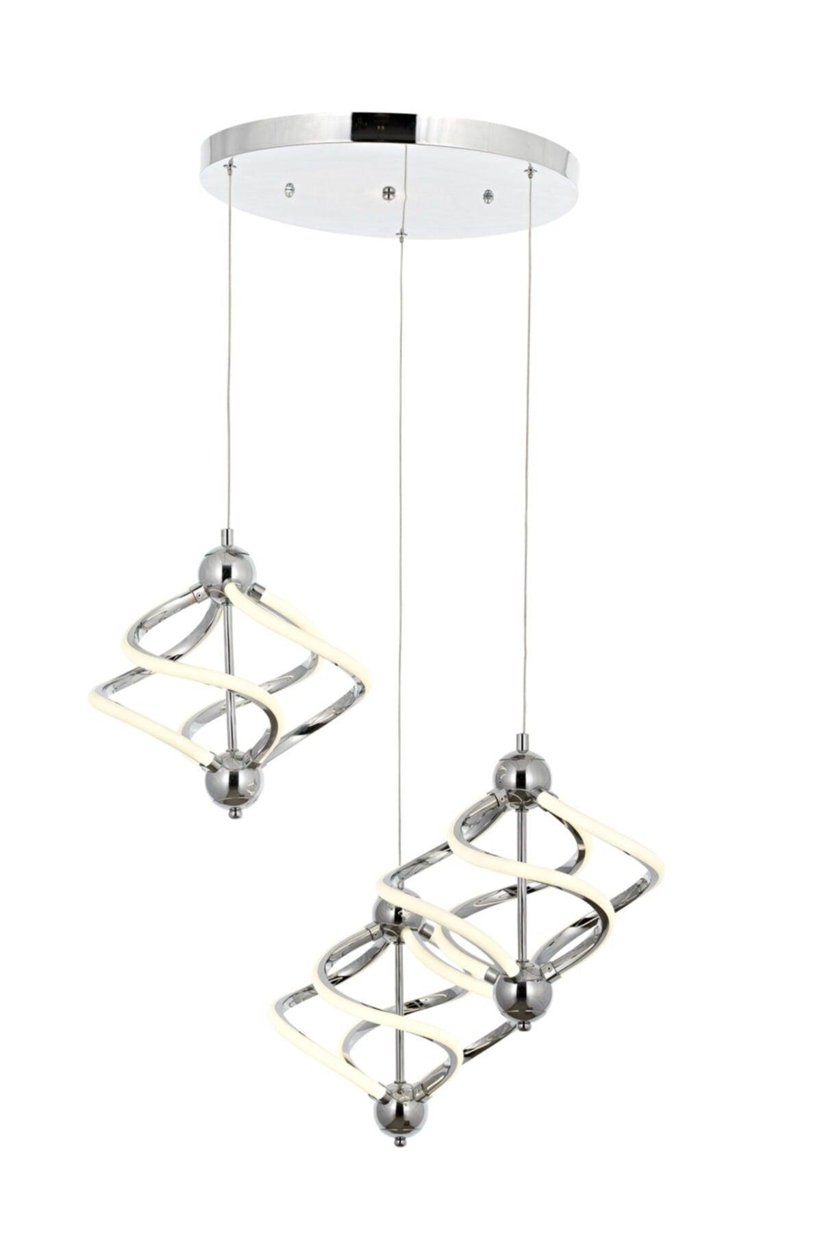 Ravena Triple Led Tray Pendant Lamp Chrome Chandelier - Swordslife