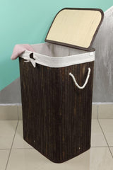 Rectangle Bamboo Laundry Basket Brown Cl-6002-03 - Swordslife