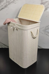 Rectangle Bamboo Laundry Basket White Cl-6002-04 - Swordslife