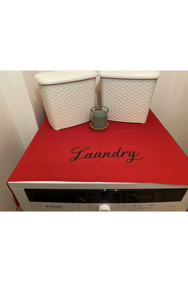 Red Washing Machine Cover Laundry Printed - Swordslife