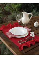 Red Frilly Placemat (4 Pieces 35 X 60 Cm) - Swordslife