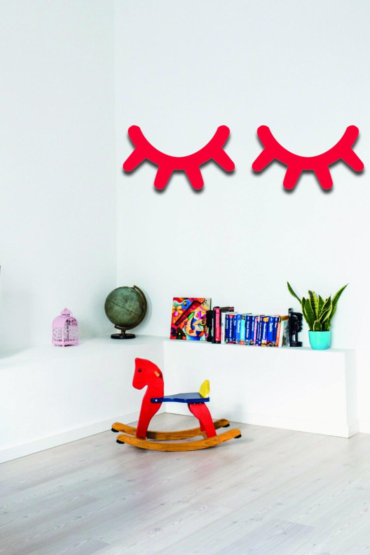 Red Wooden Lash 2 Pcs Decorative Lash Kids Room Decorative Ornament - Swordslife