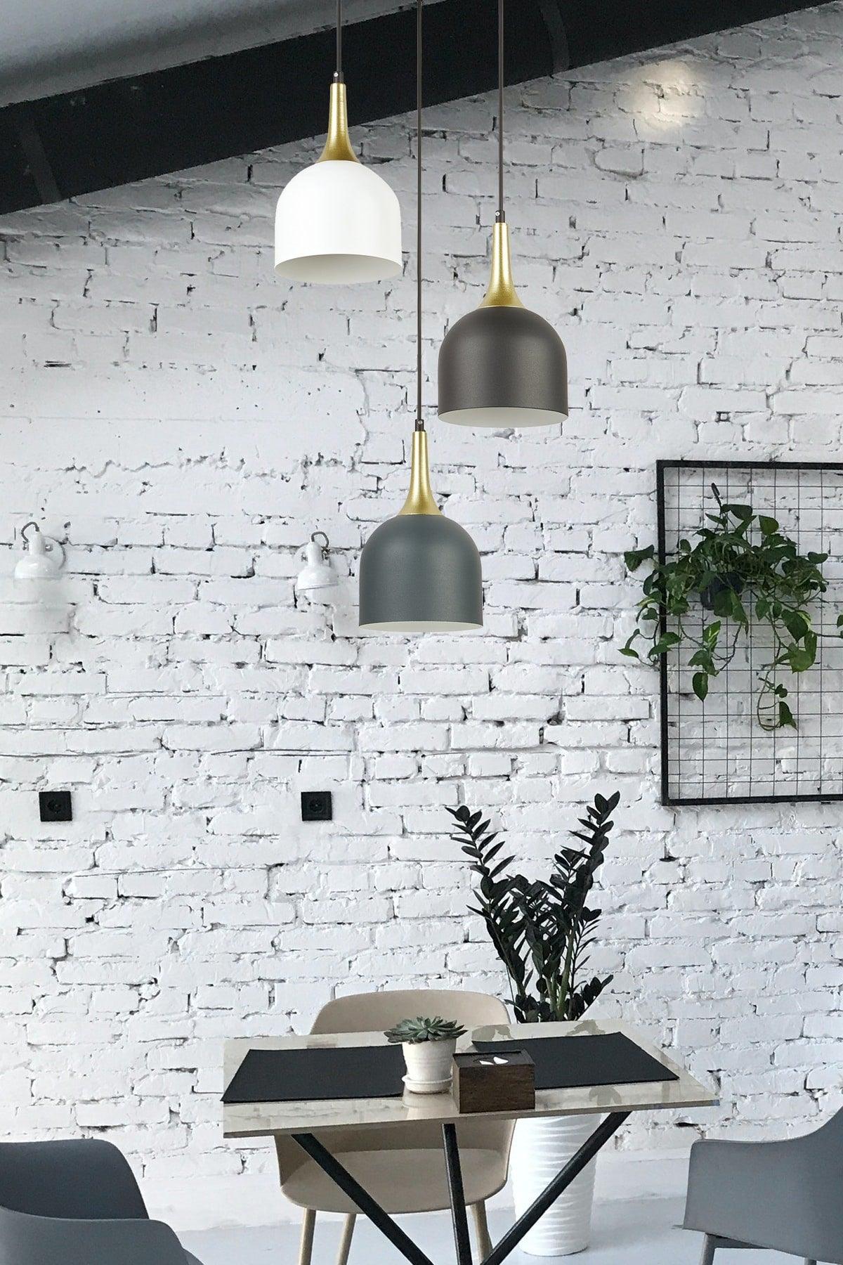 Reina Special Design Modern Sport Decorative Cafe Kitchen Anthracite Black White Pendant Lamp 3 Piece Chandelier - Swordslife