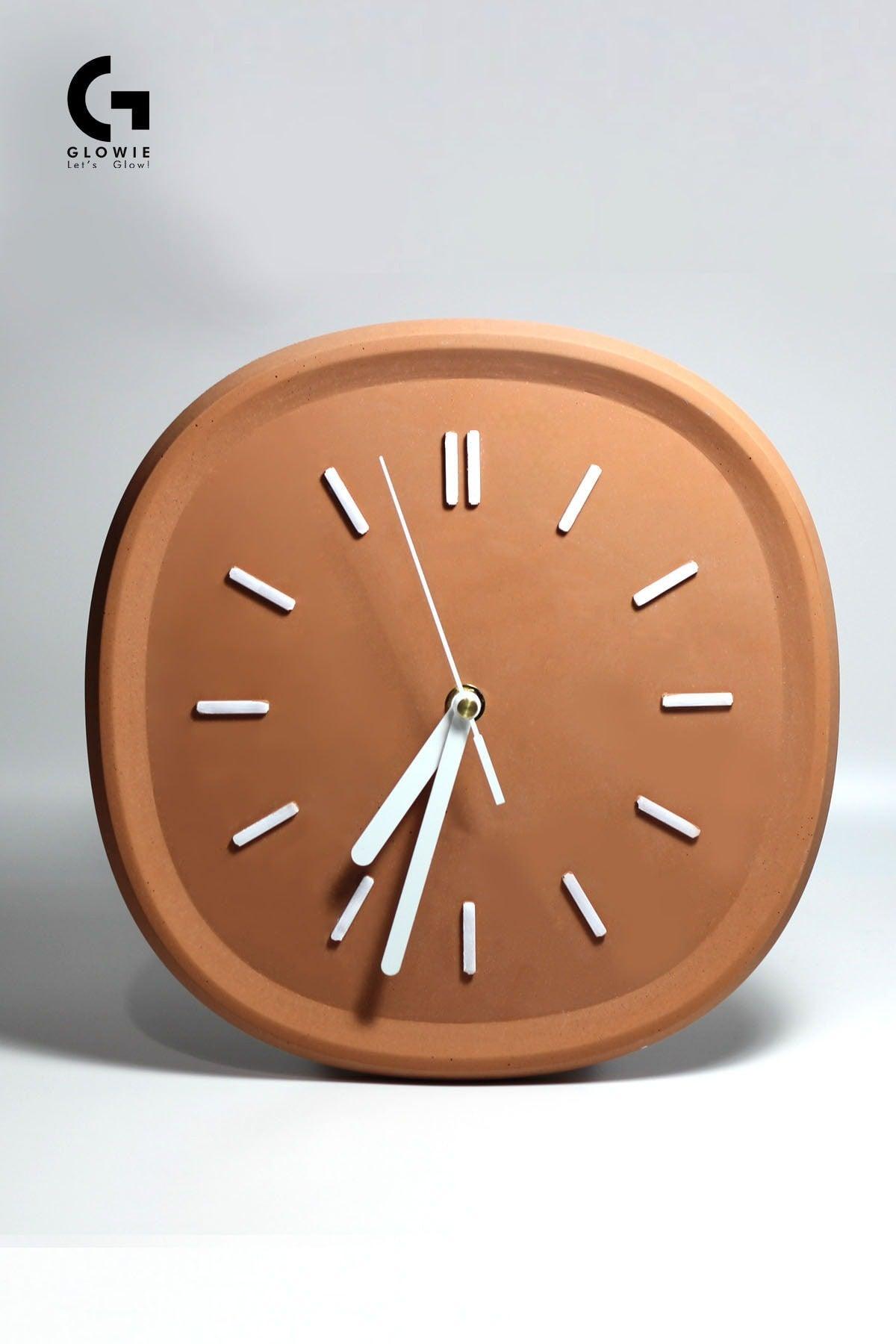 Colorful Design Square Concrete Wall Clock | Brown 26cm - Swordslife