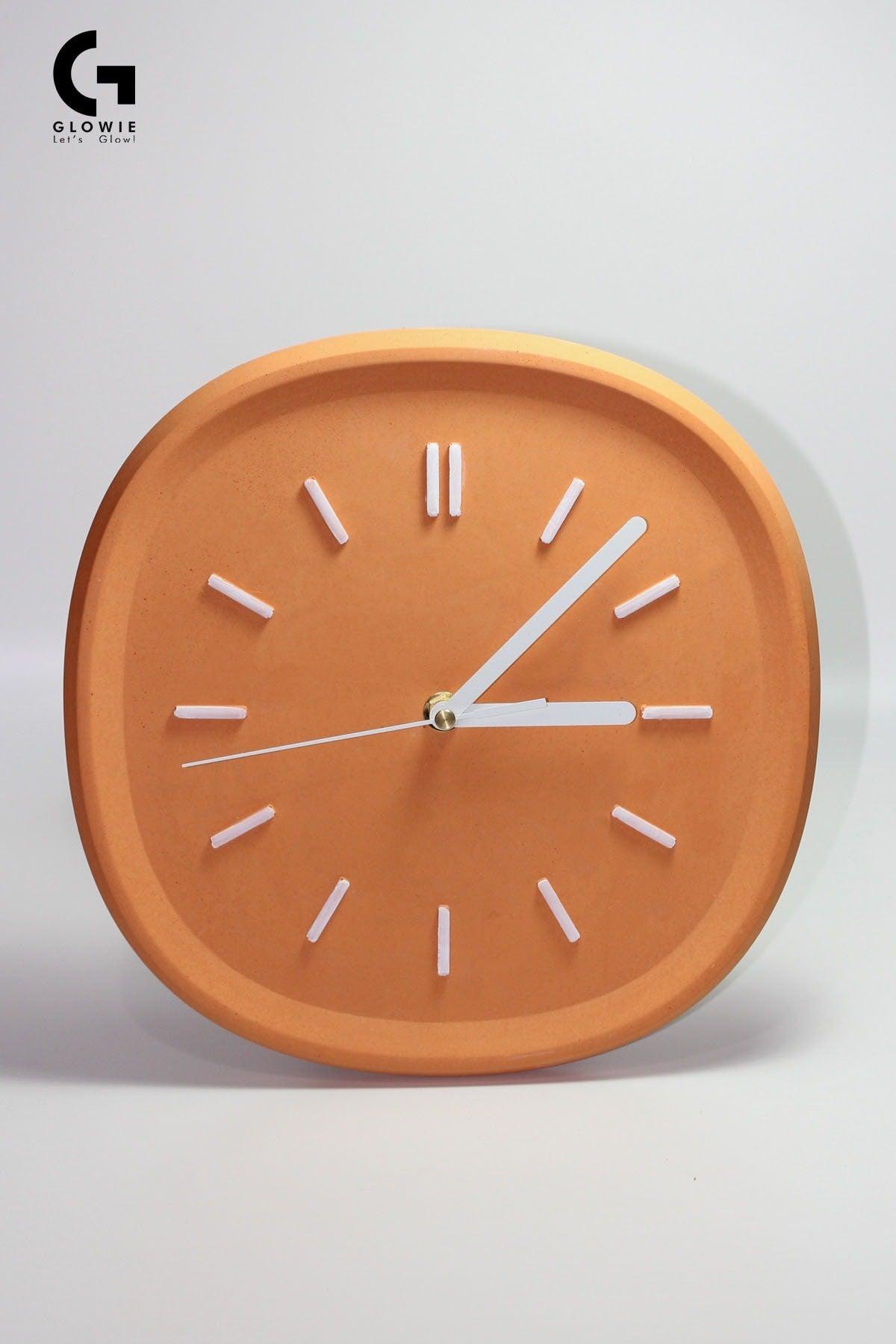 Colorful Design Square Concrete Wall Clock | Orange 26 cm - Swordslife