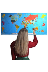 Colorful atlas World map Magnetic Adhesive Free Wall Sticker 118 Cm * 56 Cm - Swordslife