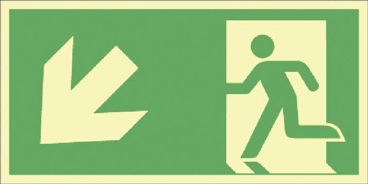 Rescue sign - escape route down / 297x148 / foil - Swordslife