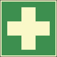 Rescue sign Emphasis - First aid 148x148mm green / white illuminated self-adhesive - Swordslife