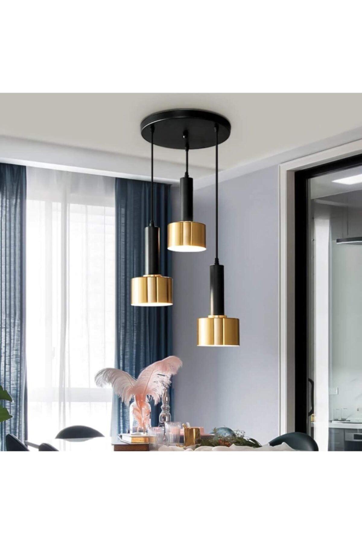 Retro Metal Rustic Black Gold 3 Pcs Decorative Pendant Lamp Chandelier Diameter:30 Cm - Swordslife