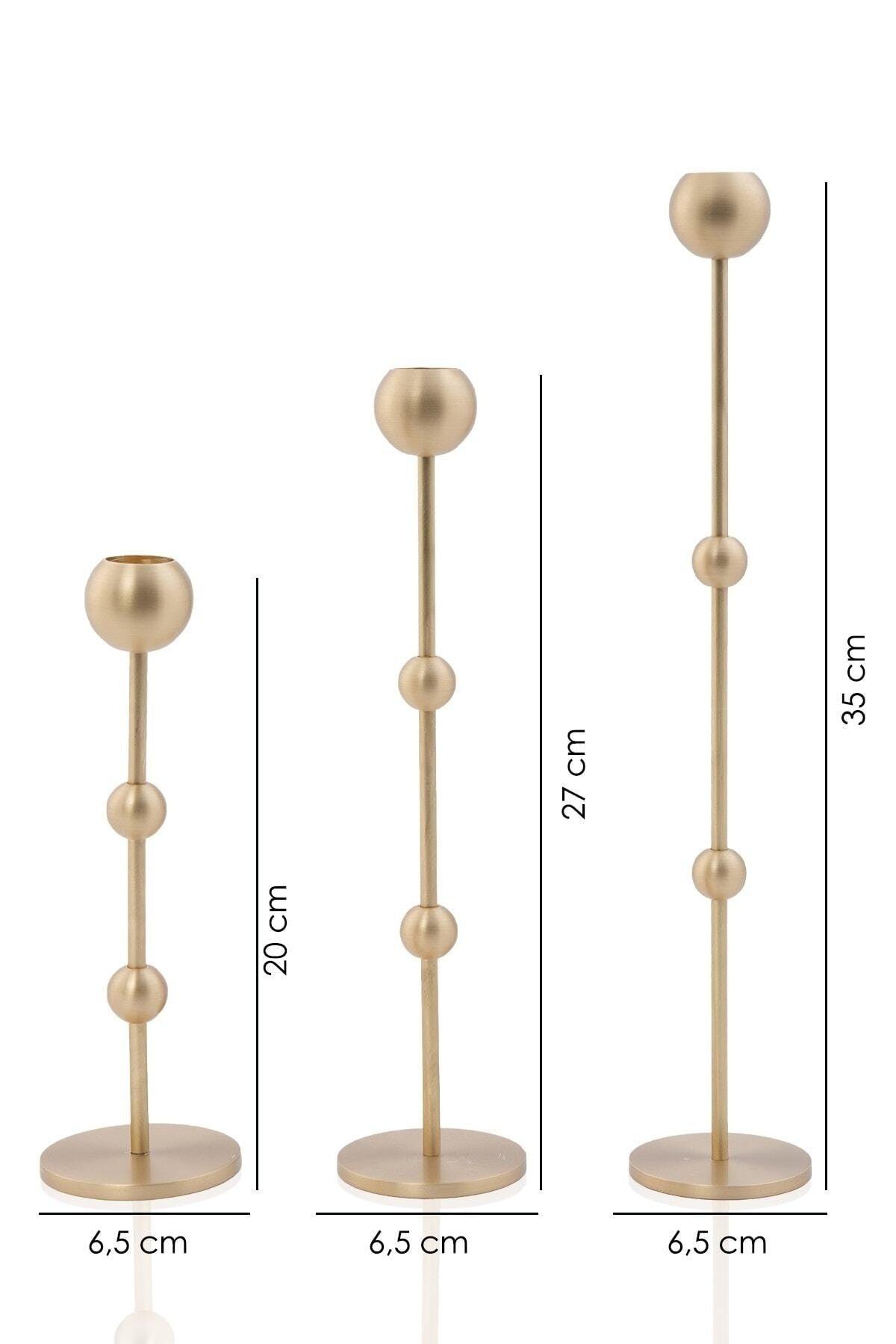 Brass Handmade Long Ball Candlestick Dubai Triple Set - Swordslife