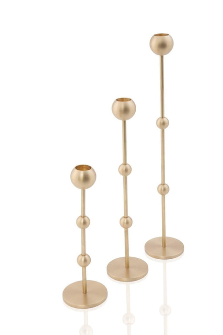 Brass Handmade Long Ball Candlestick Dubai Triple Set - Swordslife