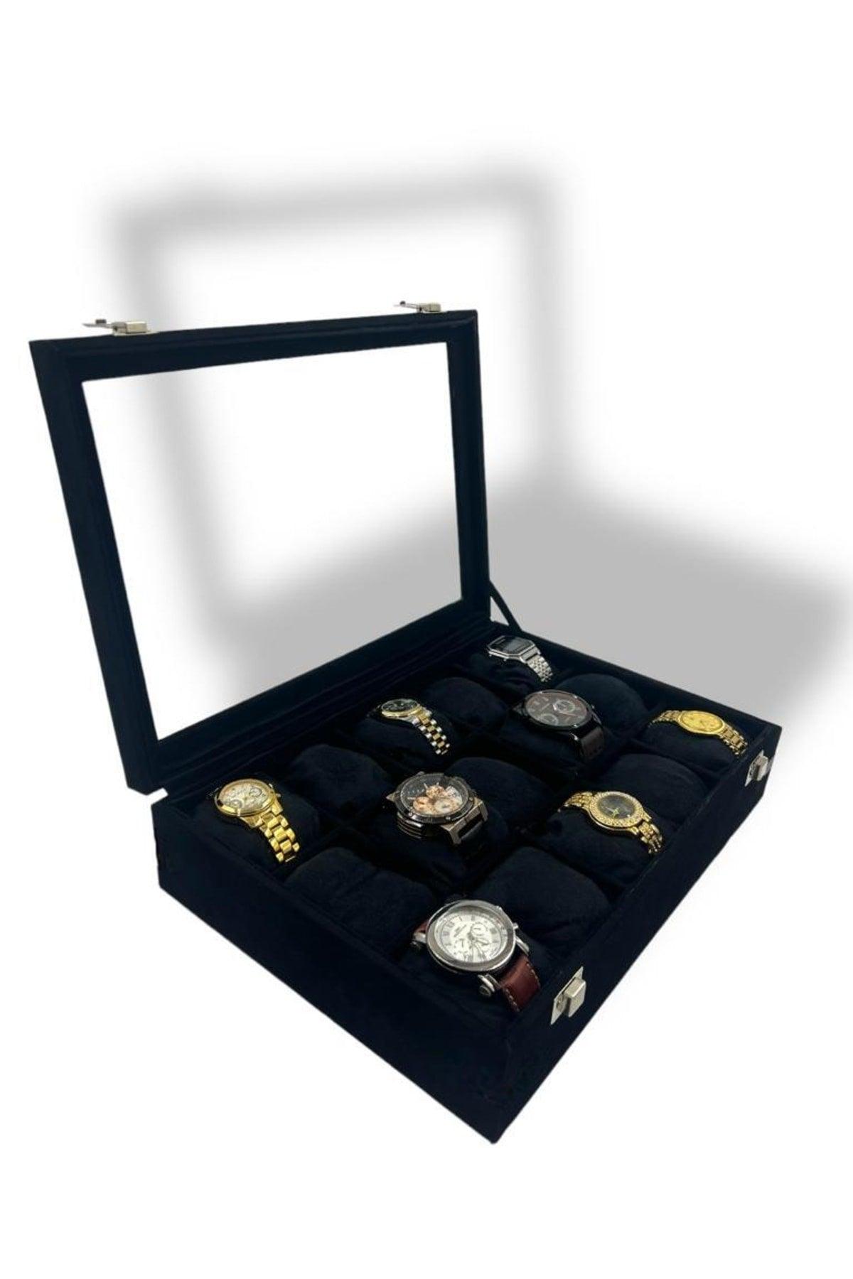 Richbox 15 Pcs Watch Box Suede Black