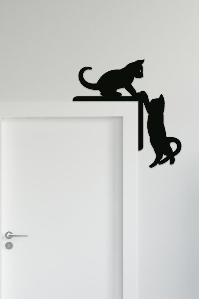 Right Corner Ornament Cute Cats Black Laser Cut - Swordslife