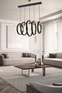 Ring 5Li Row Black Modern Design Esstisch Top Salon-Kitchen Cafe-Restaurant Anhänger Kronleuchter - Swordslife