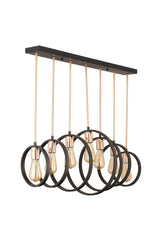 Ring 7Li Row Black Modern Design Esstisch Top Salon-Kitchen Cafe-Restaurant Anhänger Kronleuchter - Swordslife