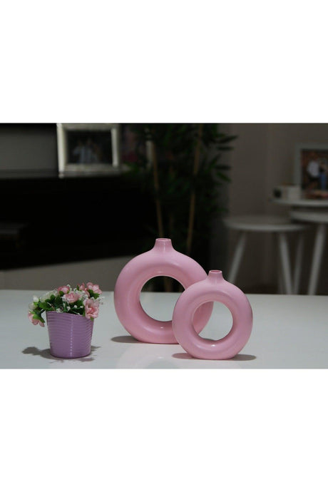 Ring Vase Bohemian Vase Set of 2 Soft Pink - Swordslife