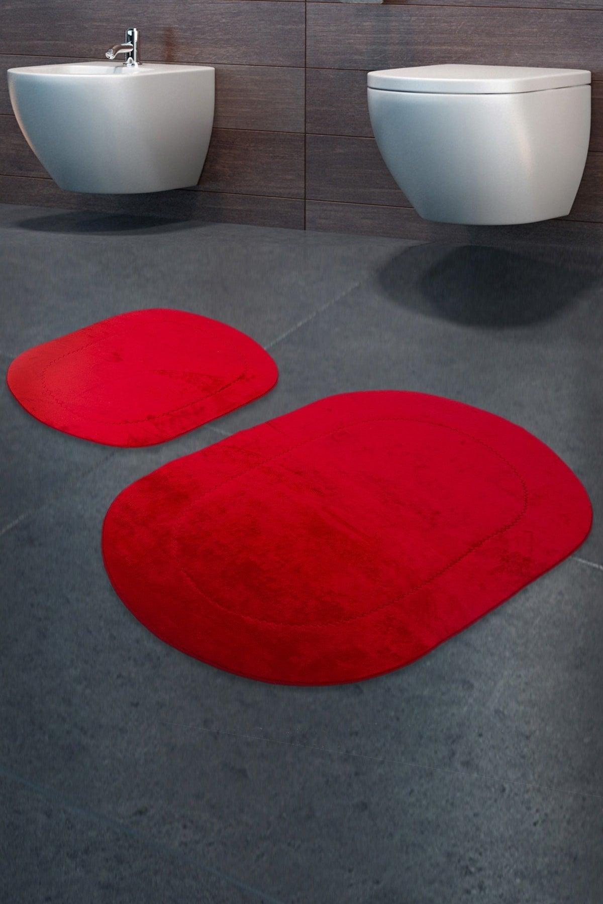 Rixos Red 2 Pcs Bathroom Carpet Mat Set Non-Slip Toilet Seat Set - Swordslife