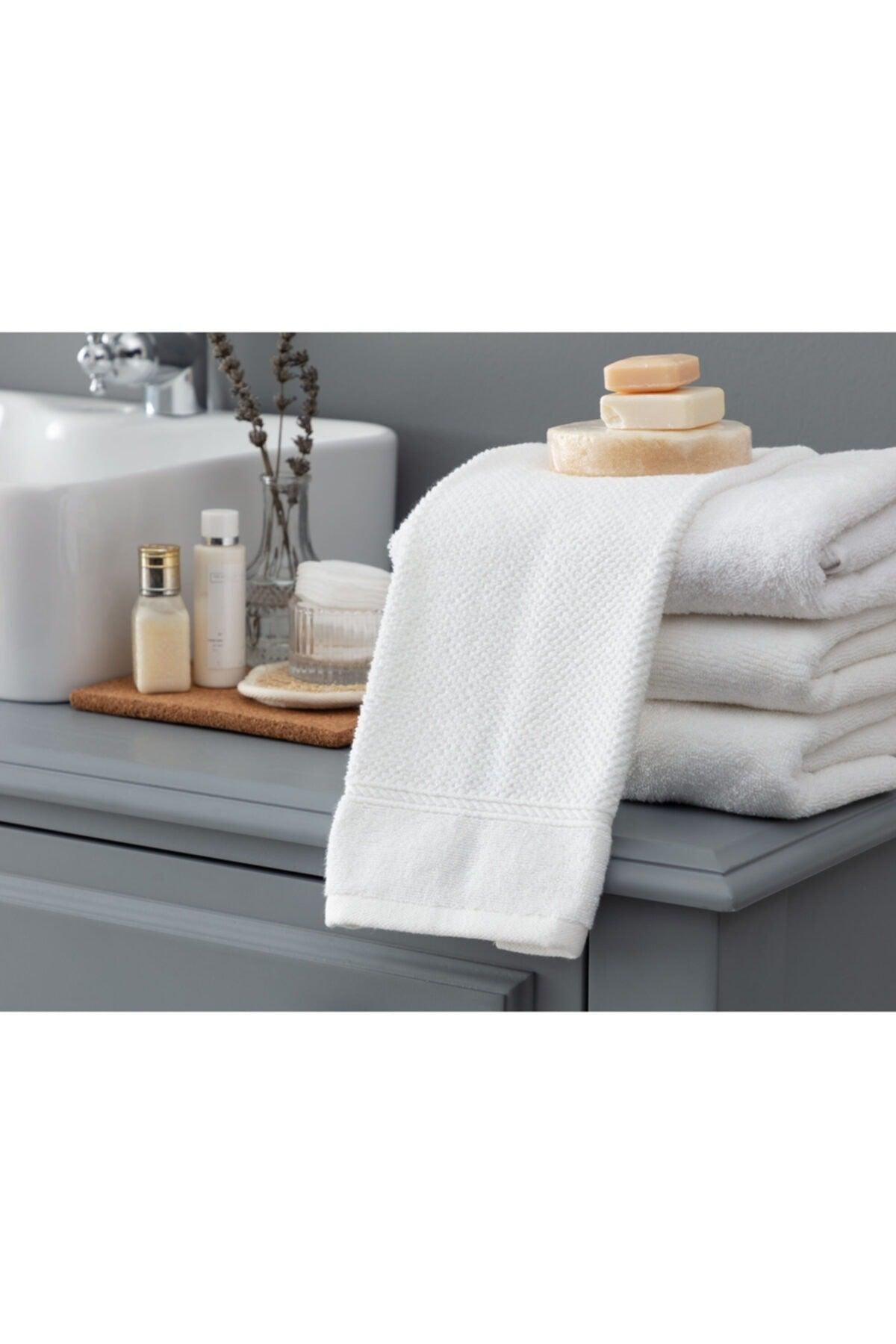 Riz Jacquard Face Towel - White - 50x90 Cm - Swordslife