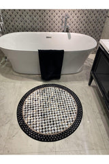 Robert Checker Pattern Round Bathroom Without Fringe