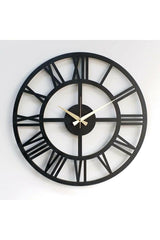 Roman Numeral Round Framed Black Laser Cut Wooden Wall Clock Blsaat005 - Swordslife