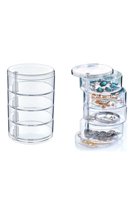 Rotatable 4 Tier Cylinder Jewelry and Makeup