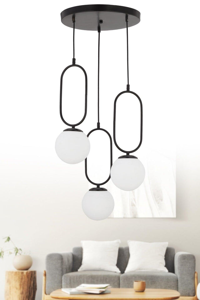 Round 3 Black and White Glass Chandelier - Swordslife