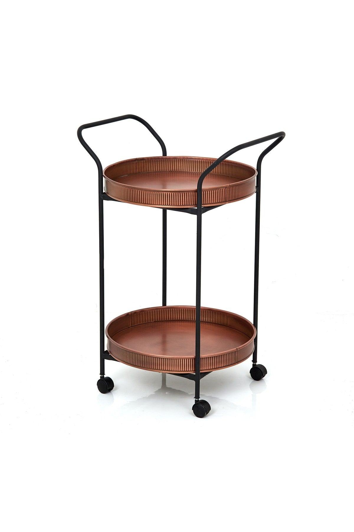 Round Service Trolley Copper - Swordslife