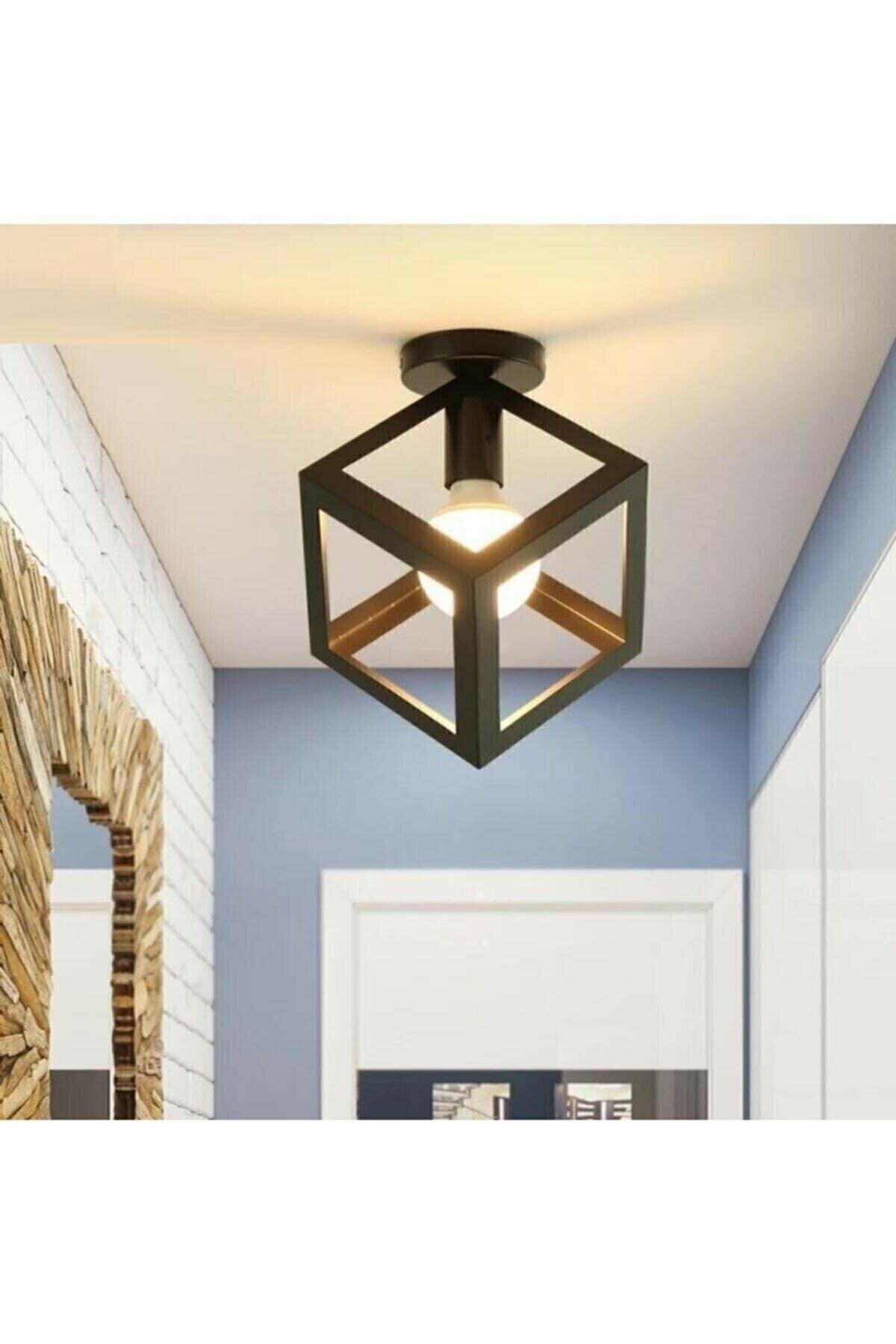 Rustic Retro Pattern Geometric Plafonyer Metal Cube Chandelier - Swordslife