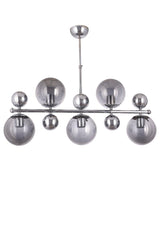 Cluster 5 Lined Silver Chrome Smoked Glass Pendant Lamp Chandelier - Çakır Chandelier - Swordslife