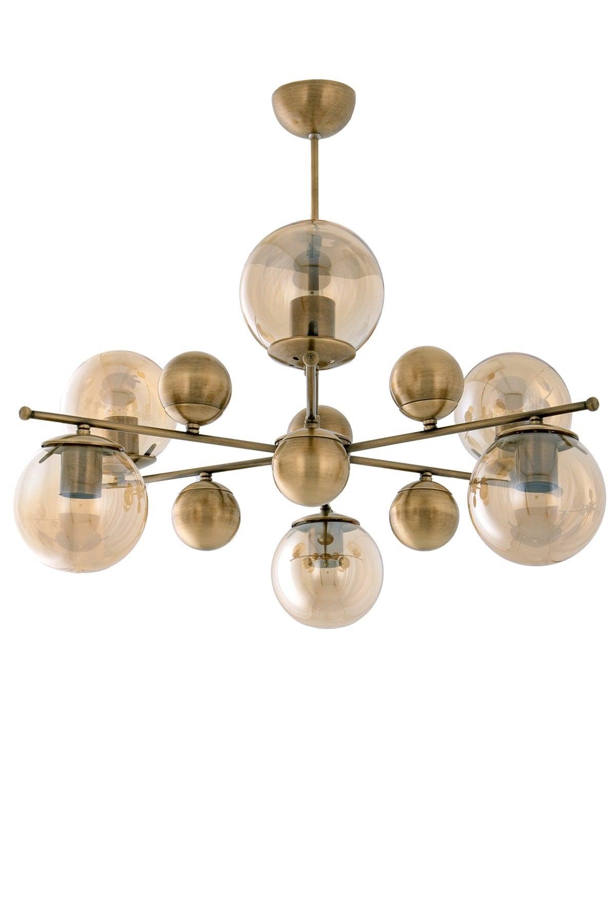 Cluster 6 Tumbled Yellow Pendant Chandelier - Çakır Chandelier - Swordslife