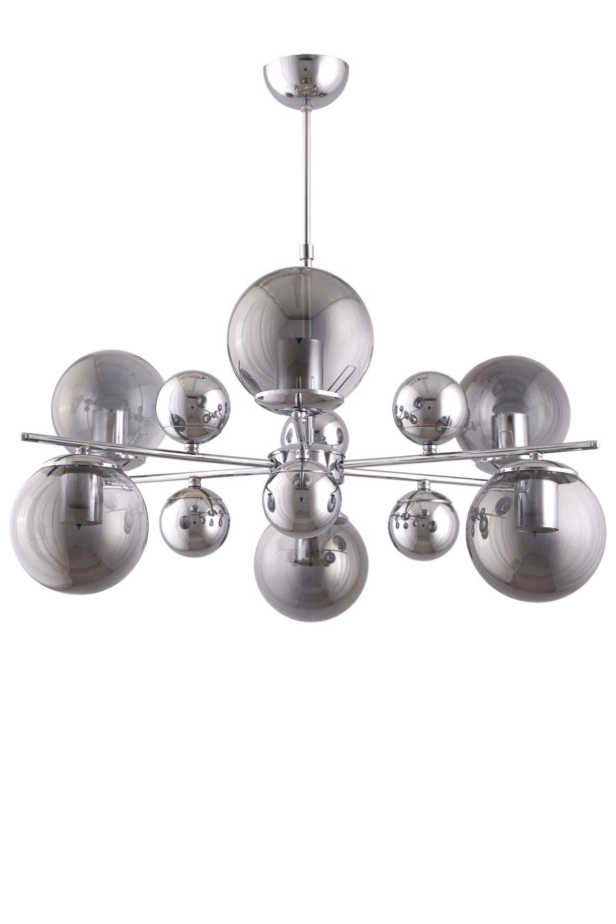 Cluster 6 Chrome Silver Pendant Lamp Chandelier - Çakır Chandelier - Swordslife