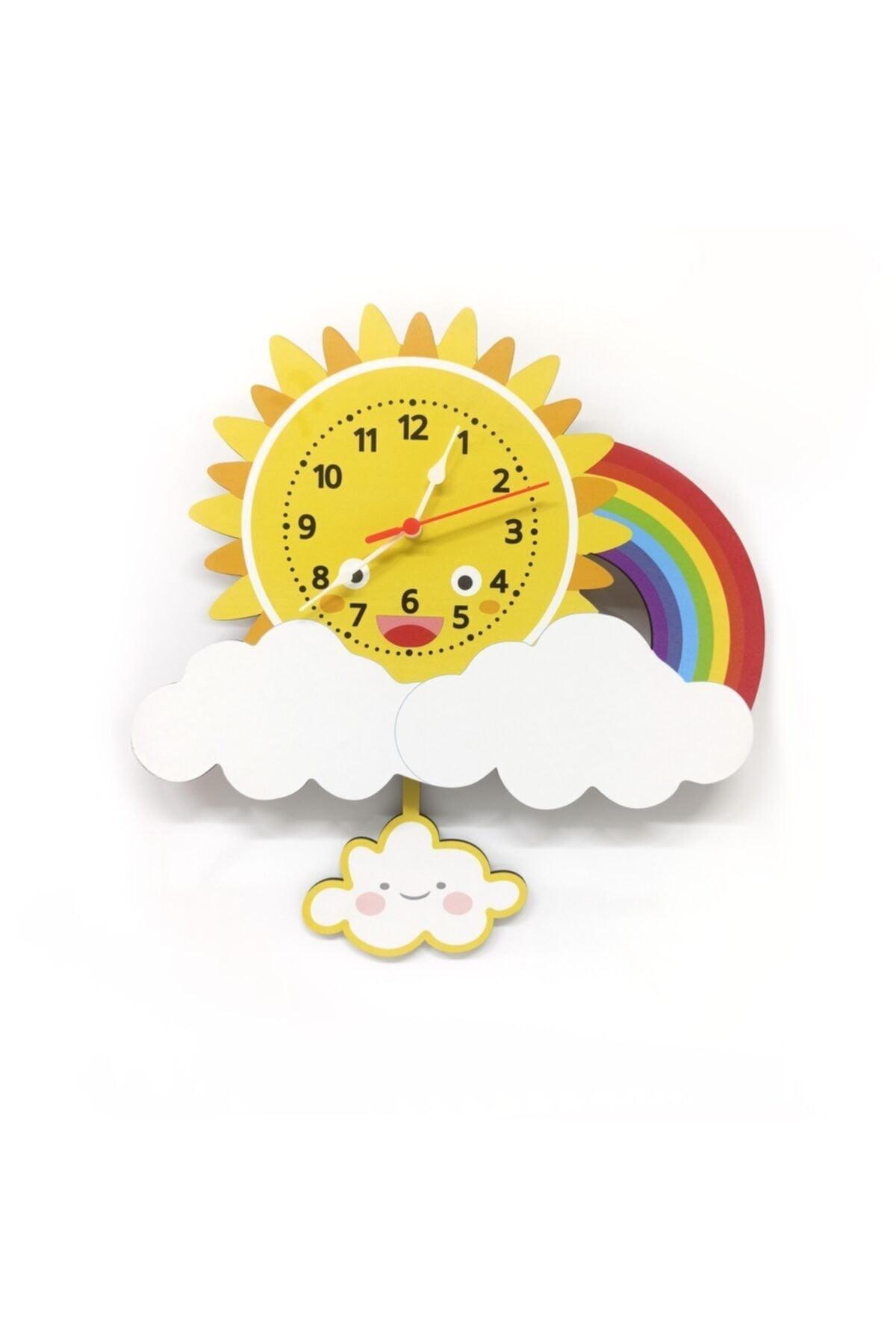 Wooden Cloud Kids Room Wall Clock With Swinging Pendulum - Swordslife