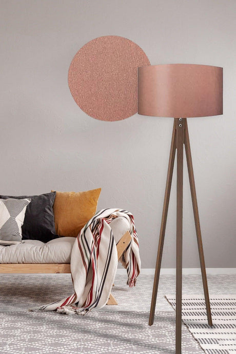 Salmon Color Headed Brown Pedestal Floor Lamp - Swordslife