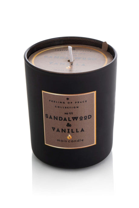 Sandalwood & Vanilla Scented Black Glass Candle - Swordslife