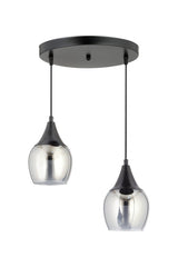 Sante 2-Set Black Smoked Glass Modern Suspended Chandelier - Swordslife