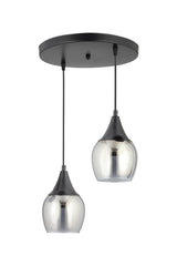 Sante 2-Set Black Smoked Glass Modern Suspended Chandelier - Swordslife