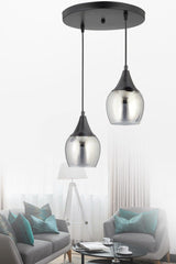 Sante 2-Set Black Smoked Glass Modern Suspended Chandelier - Swordslife