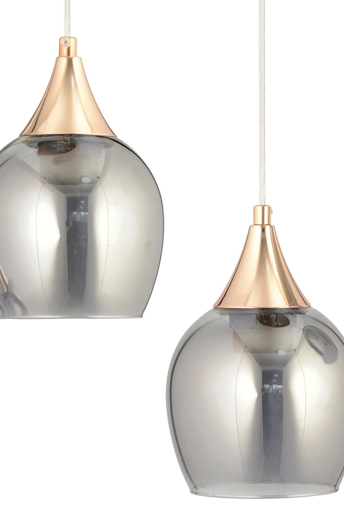 Sante 2 Pcs Gold Smoked Glass Modern Pendant Chandelier - Swordslife