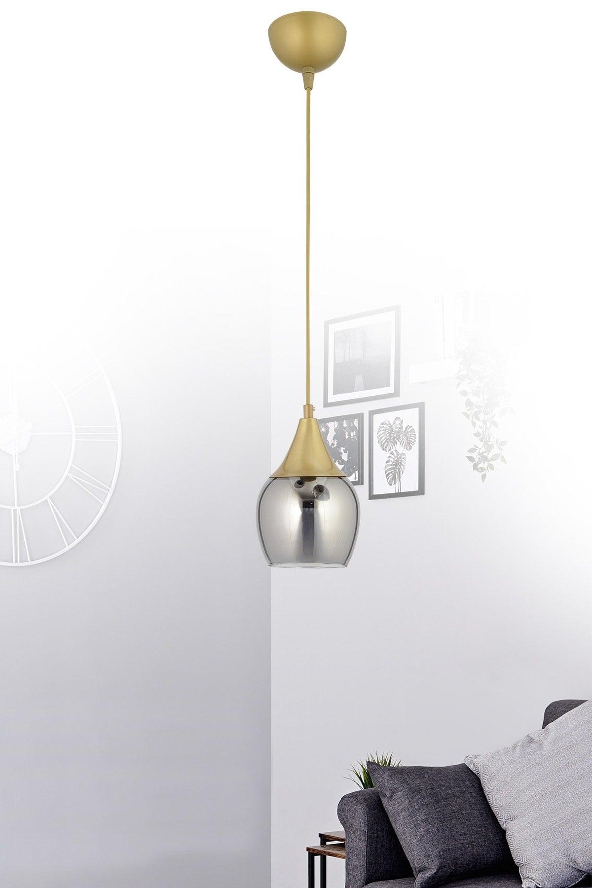 Sante Single Tumbled Smoked Glass Modern Pendant Lamp Chandelier - Swordslife