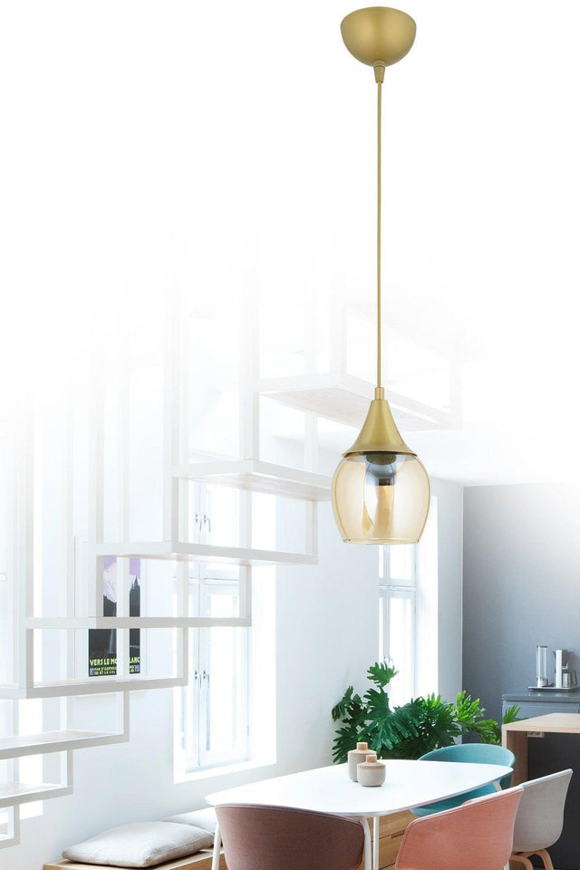 Sante Single Tumbled Honey Glass Pendant Chandelier - Swordslife