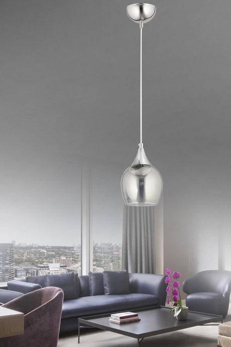 Sante Single Chrome Smoked Glass Modern Pendant Chandelier - Swordslife