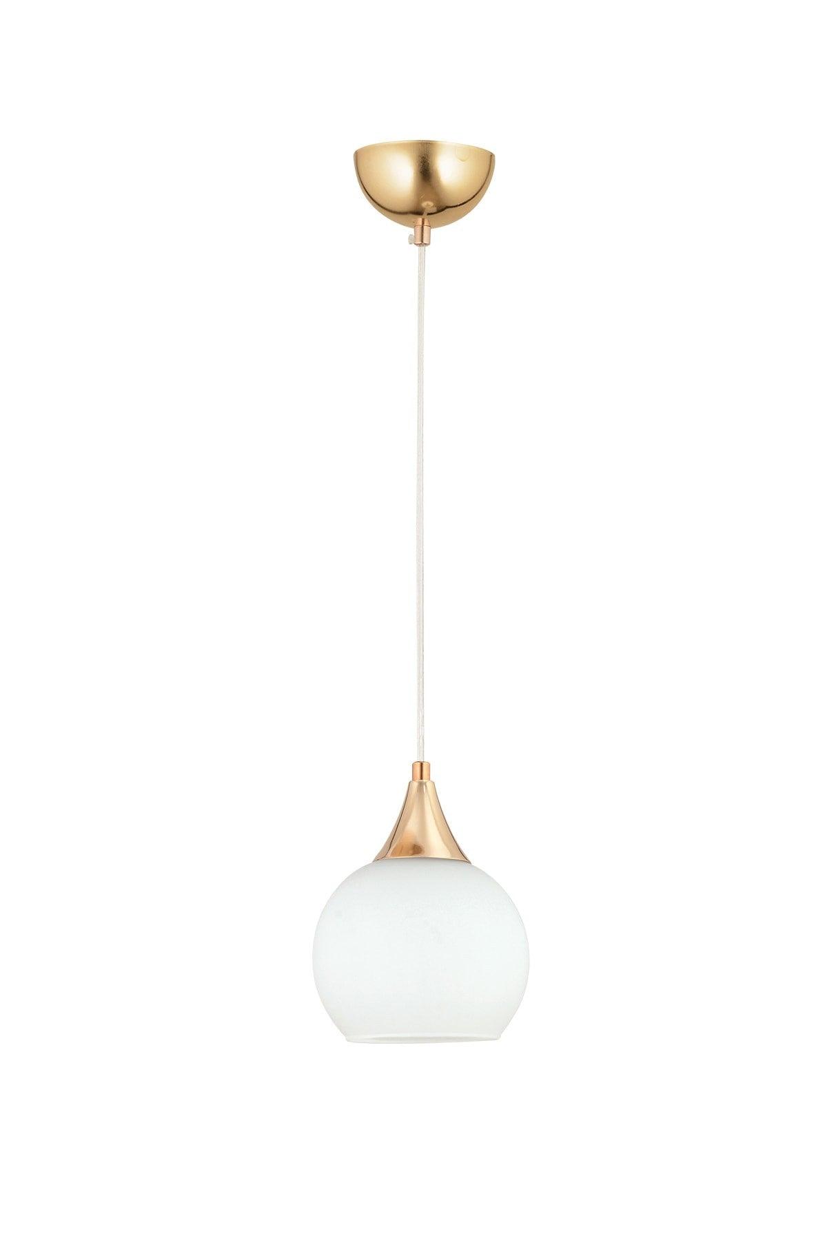 Sante Single Gold White Glass Modern Pendant Chandelier - Swordslife