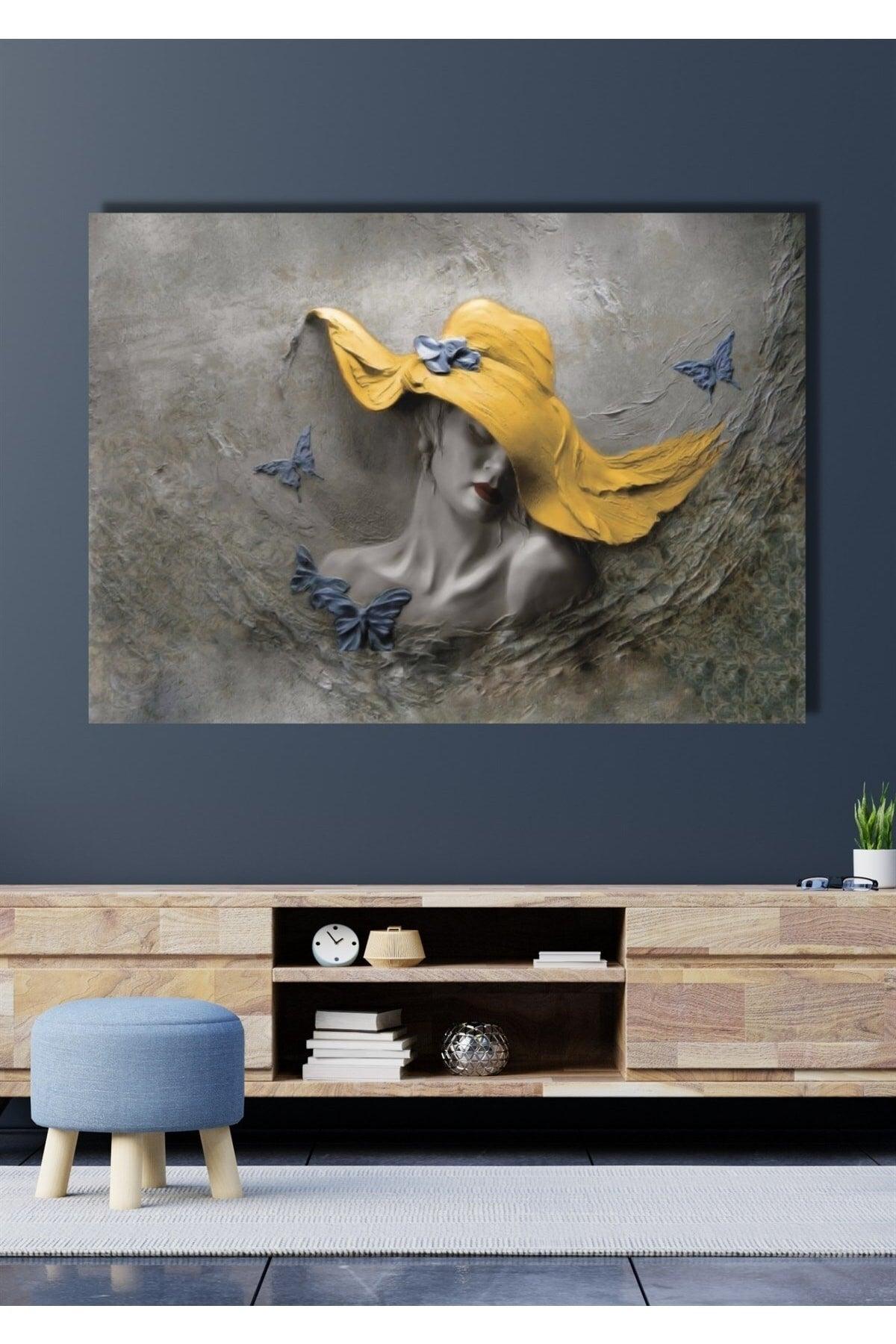 Woman in Yellow Hat 70x100cm Canvas Painting Wall Decor For Living Room Living Bedroom Office Entrance - Swordslife